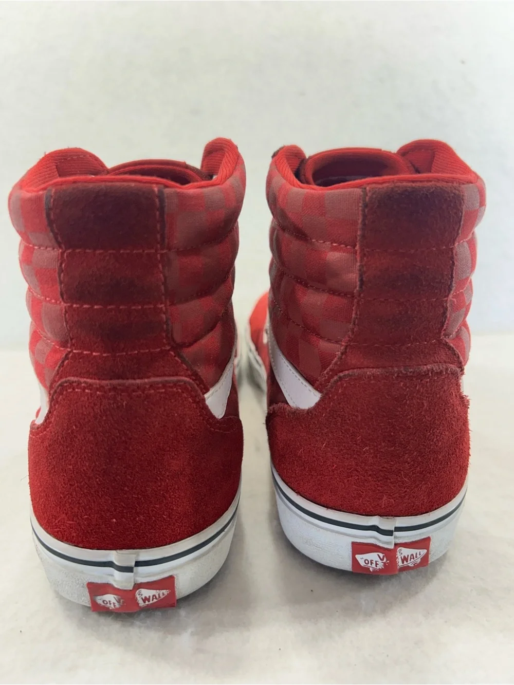 Vans Sk8-Hi Red White Checkerboard Suede Filmore High Top Sneakers Mens 12